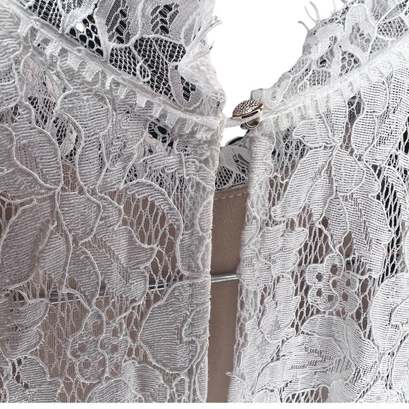 Cream Lace Halter Cocktail Dress | Wedding Guest | Bridal Shower | Boho | Size L - Picture 5 of 7